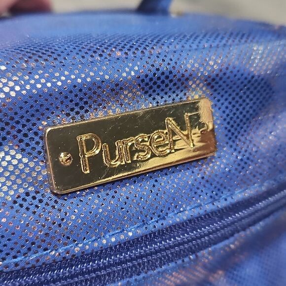 PurseN Metallic Blue Leopard Tiara Vacationer Jewelry Expandable Travwl Case - Picture 4 of 7